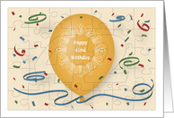 Happy 42nd Birthday with orange balloon and puzzle grid card