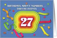 Happy 27th Birthday Celebration with confetti and streamers card