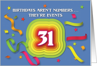 Happy 31st Birthday Celebration with confetti and streamers card