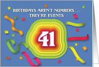 Happy 41st Birthday Celebration with confetti and streamers card