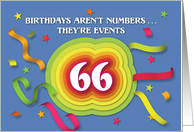 Happy 66th Birthday Celebration with confetti and streamers card