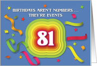 Happy 81sth Birthday Celebration with confetti and streamers card