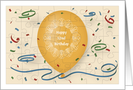 Happy 52nd Birthday with orange balloon and puzzle grid card