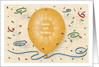 Happy 66th Birthday with orange balloon and puzzle grid card