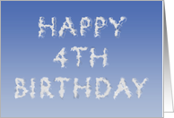 Happy 4th Birthday written in clouds card
