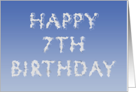 Happy 7th Birthday written in clouds card