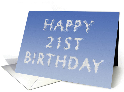 Happy 21st Birthday written in clouds card (1133450)