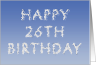 Happy 26th Birthday written in clouds card