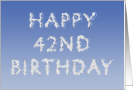 Happy 42nd Birthday written in clouds card
