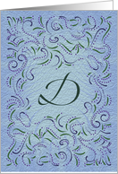 Monogram, Letter D with blue background card