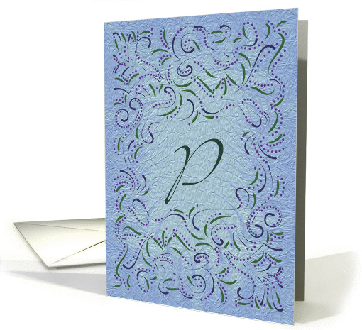 Monogram, Letter P with blue background card (946575)