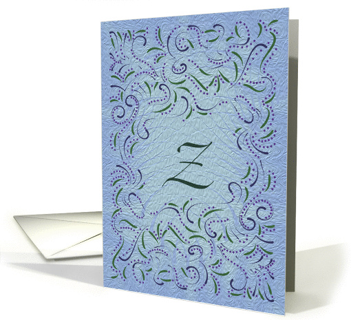 Monogram, Letter Z with blue background card (946595)