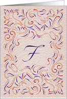 Monogram, Letter F with red background card