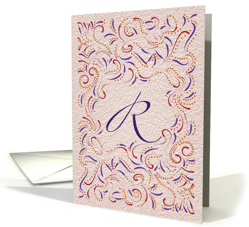 Monogram, Letter R with red background card (946629)