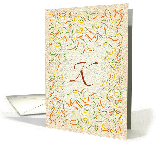 Monogram, Letter K with yellow background card (946648)