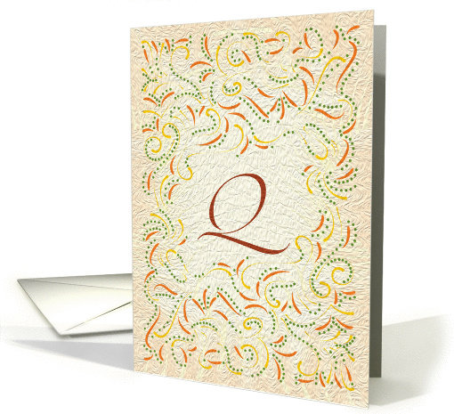 Monogram, Letter Q with yellow background card (946658)