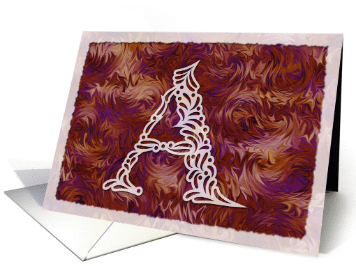 Ornamental Monogram 'A' with warm red background card (962491)