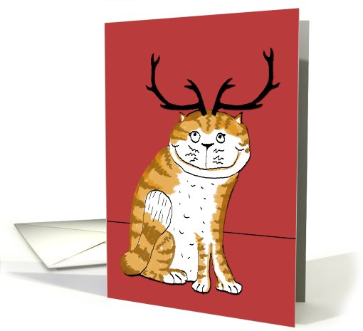 Smiling Cat with Antlers card (704648)