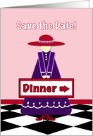 Lady in Red Hat Dinner Invitation card