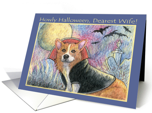 Happy Halloween Wife, spooky Corgi. card (1447362)