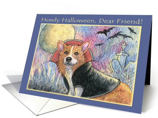 Happy Halloween Friend, spooky Corgi. card (1447558)