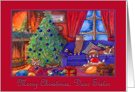 Merry Christmas Sister, Christmas Corgis. card