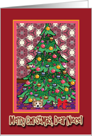 Merry Christmas Niece, Corgi under a Christmas tree card