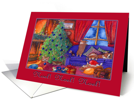 Noel! Noel! Noel! Christmas Corgis blank card (1452602)