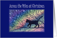 Across the miles at Christmas, cat out and about card