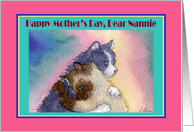 Happy Mother’s Day Nannie,tabby cat british blue cats hugging card