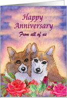 Happy Anniversary from all of us, corgi dog card, married couple, card