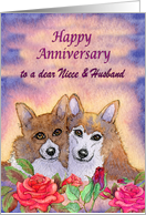 Happy Anniversary Niece & Husband, dog card, married couple card