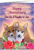Happy Anniversary Son & Daughter-in-Law, dog card, married couple card