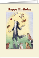 Happy Birthday, Border Collie dog juggling card