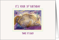 Happy 31st Birthday cat card, cat taking a break from the party card
