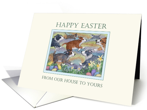 Happy Easter, our house to yours - dogs hunting Easter eggs card