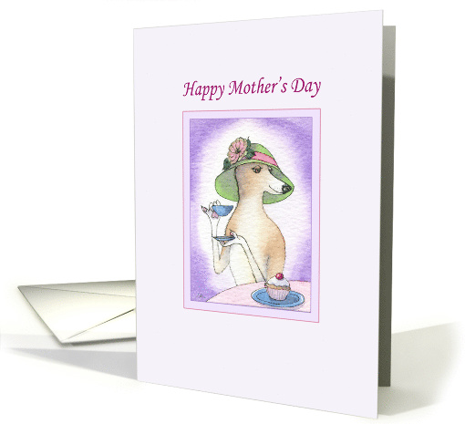 Happy Mother's Day, Greyhound drinking tea card (1467442)