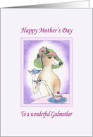 Happy Mother’s Day Godmother, Greyhound having afternoon tea card