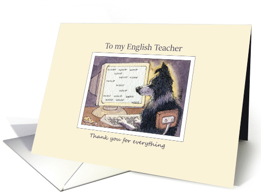 To my English Teacher, Border Collie thank you card (1467864)