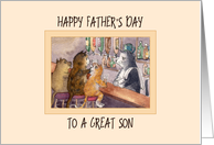 Happy Father’s Day Son, cats at a bar having a drink card