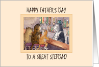 Happy Father’s Day Stepdad, cats at a bar having a drink card