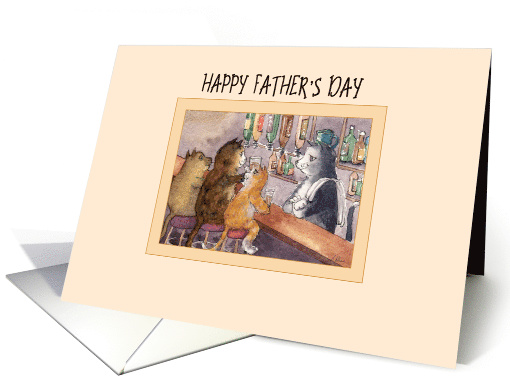 Happy Father's Day, cats at a bar having a drink card (1468922)