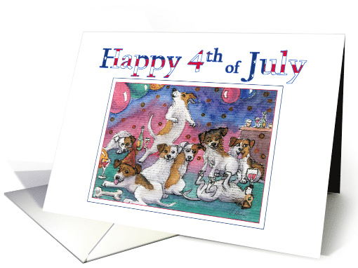 Happy 4th of July, terrier dogs at a party card (1470168)