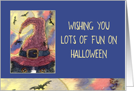 Halloween,wishing you lots of fun, border collie in a wizard hat card