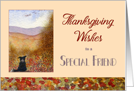 Thanksgiving Wishes to a special friend - Sheepdog Autumn scene card