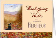 Thanksgiving Wishes to a wonderful neighbor - Sheepdog Autumn scene card