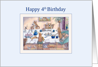 Happy 4th Birthday dog card, Corgi birthday party card