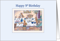 Happy 9th Birthday dog card, Corgi birthday party card