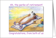 Retirement Congratulations, corgi dog sunbathing card