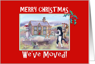 Merry Christmas we’ve moved! Cats moving house at Christmas card
